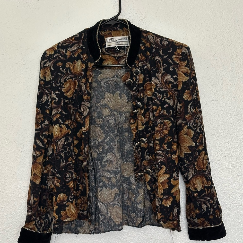 Jessica Howard Women's Black and Brown Floral Blazer